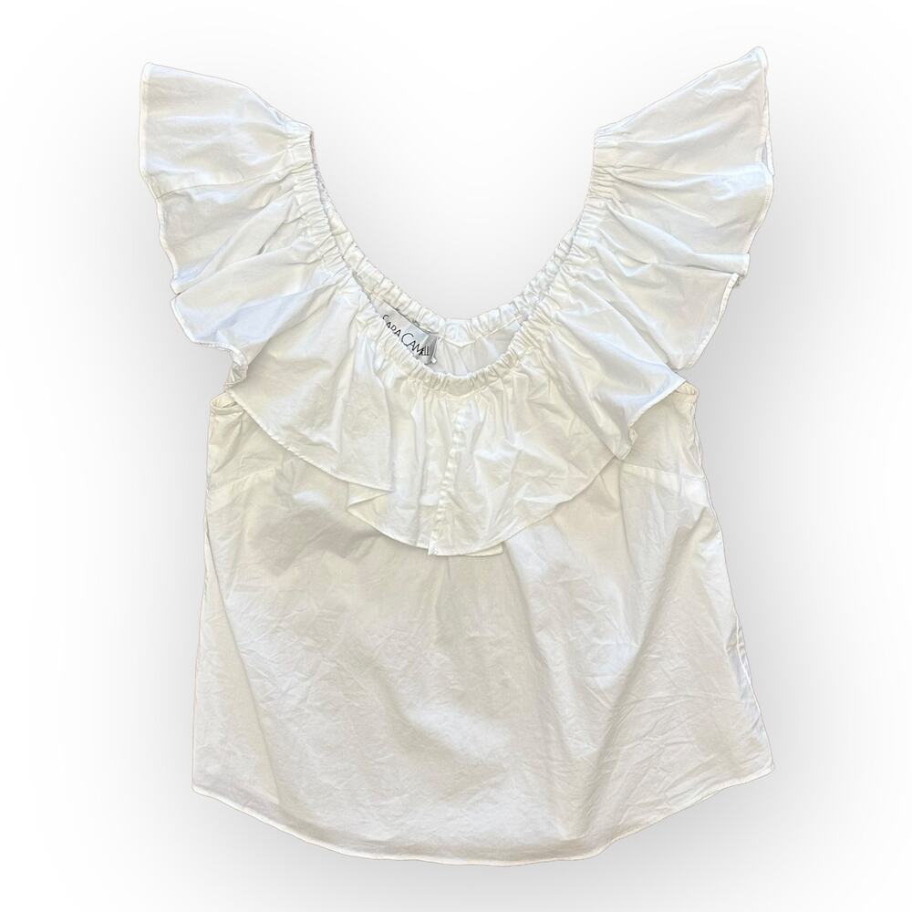Sara Campbell White Ruffled Off Shoulder Top Size 8